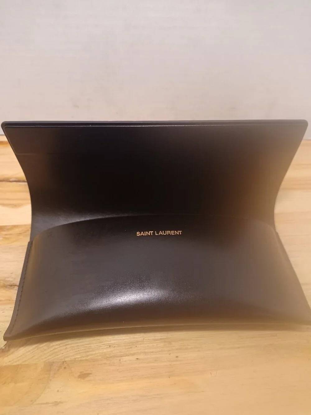 Saint Laurent Black Leather Eyeglass Case